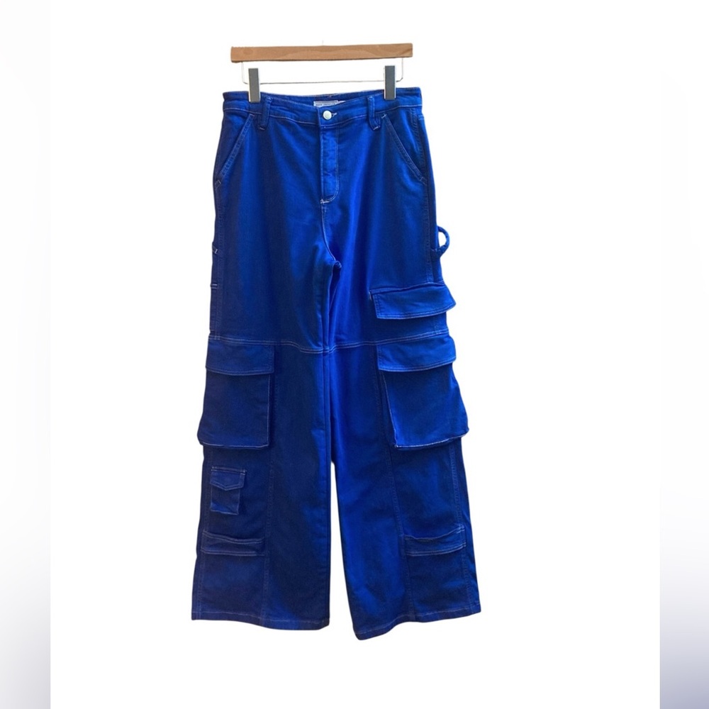 Good American Light Compression Bright Cobalt Blue Cargo Pants 4/27
